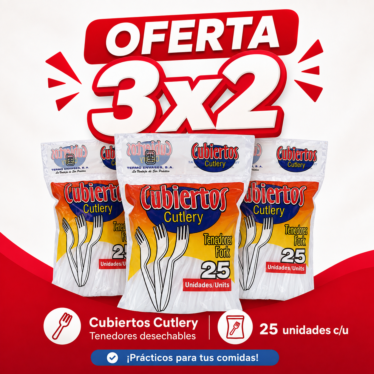 Tenedores Termo Envases 25  unds.