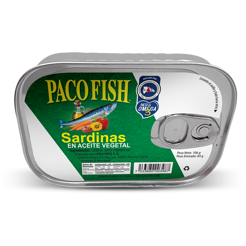 SARDINAS PACO FISH PLANA ACEITE 50/125GR