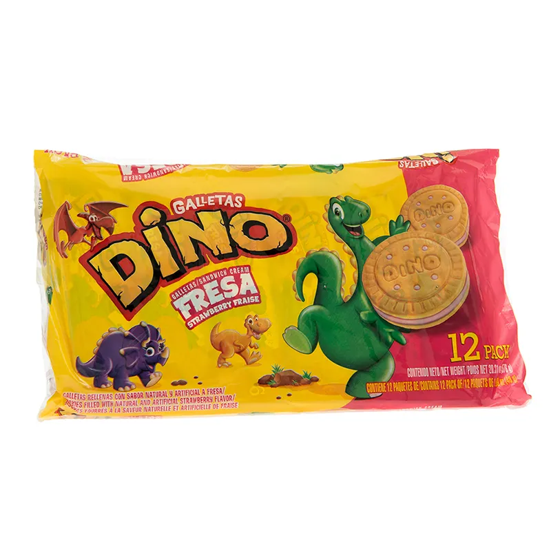 Galletas Sandwich Fresa Dino 12 Paq